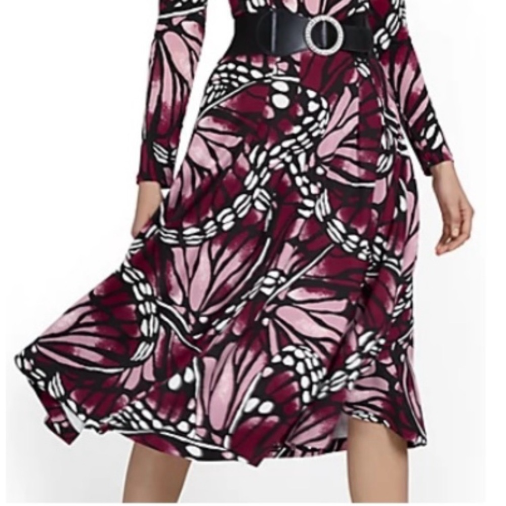 Chic Pink and Black Patterned skirt - butterfly print